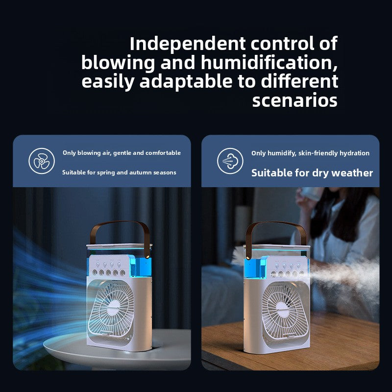 Portable USB Desktop Fan with Humidifier and Light