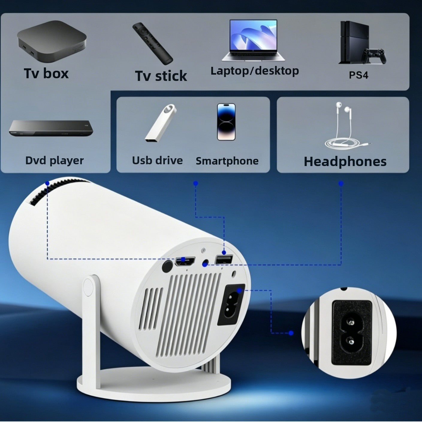 Mini Wireless Projector with Screen Mirroring