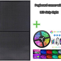 RGB Gaming Pegboard Wall Organizer with Metal Panels and Hooks, 12x24 Setup